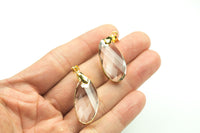 Crystal Wrapped In Gold Pendants Twishted Oval- Large Size 15x30mm