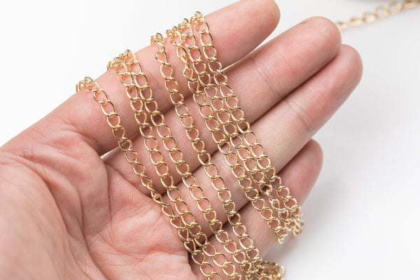 SOLDERED High Quality Gold Plated Strong Flat Chain - 2 Sizes: 2mm or 3mm Width - 1 yard / 3 feet - Can be used for extenders!