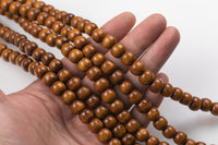 Natural 2 Strands  Wood Beads - Off Round - Maple Color - 10mm - 2 strands ~15" Gemstone Beads
