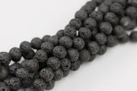 LARGE-HOLE beads!!! 8mm or 10mm round. 2mm hole. 7-8" strands. Lava Big Hole Beads