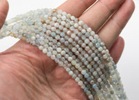 Natural 5mm  Faceted Blue Green Aquamarine Beads - Faceted Round - Full Strand 15.5" Gemstone Beads