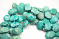 Natural Russian Amazonite - 16*21mm Faceted Flat Nuggets Rectangle Rectangular Middle Drilled Gemstone Beads