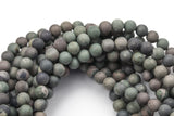 Natural Matte Green Rainforest Jasper Beads, High Quality Round- Loose Beads 6mm 8mm 10mm 12mm - Full 16 inch strand AAA Quality