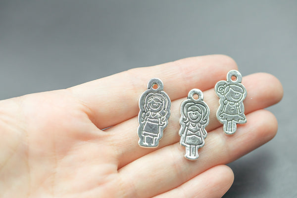 5 Girl Pewter Charms 13x27mm 972-8044