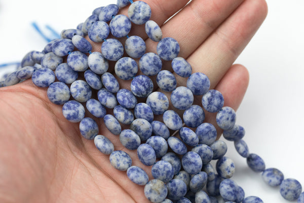 Natural Sodalite Beads Matte Beads - Puffy Coin Shaped 10mm - 1 strand ~15.5" - Special Exclusive Item Gemstone Beads