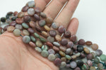 Natural Indian Agate Matte Oval Beads  Indian Agate Beads - Coin Shaped 10mm - 1 strand ~15.5" - Special Exclusive Item Gemstone Beads