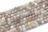 Natural Light Multi Rainbow Moonstone Beads Multicolor Pink  Round 4mm 6mm 8mm 10mm Full 15.5 Inch Strand (A quality)  Smooth Gemstone Beads