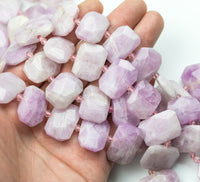 Natural Kunzite - ~16x23mm - A Grade - Hand Faceted Flat Rectangular Nuggets - 16" Strand Gemstone Beads