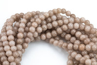 Iced Coffee Jade, High Quality in Smooth Round- 6mm, 8mm, 10mm, 12mm -Full Strand 15.5 inch Strand AAA Quality AAA Quality