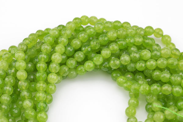 Lime Dark Jade- Faceted Round 4mm 6mm 8mm 10mm 12mm - Single or Bulk - 15.5"