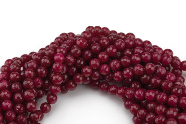 Ruby Jade- Faceted Round 4mm 6mm 8mm 10mm 12mm - Single or Bulk - 15.5"