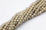 Natural Mystic DARK White Silverite Agate, Faceted Round sizes 4mm, 6mm, 8mm, 10mm, 12mm-Full Strand 15.5 inch Strand AAA Quality