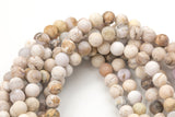 Natural Smokey Dentrite Agate Matte Round sizes 6mm and 8mm AAA Quality Gemstone Beads