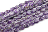 Natural Amethyst - Oval Beads- High Quality-  sizes- Full Strand 16" Gemstone Beads