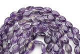 Natural Amethyst - Oval Beads- High Quality-  sizes- Full Strand 16" Gemstone Beads