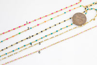 Enamel Satellite Chain Chain Dainty and Fine - High Quality Gold Plated Brass - 2mm - By the Yard