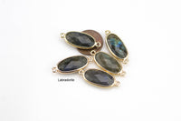 Gemstone Long Oval Connector Gold Plated 11x28mm 1 piece