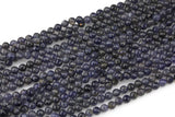 Natural A Quality Iolite Beads Full Strands-15.5 inches- Nice Size Hole- Diamond Cutting, High Facets-Nice and Sparkly-Faceted Round