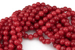 Coral Red Jade Smooth Round Beads 4mm 6mm 8mm 10mm 12mm - Single or Bulk - 15.5" AAA Quality