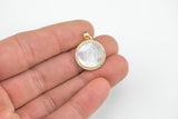 Mother of Pearl Saint Mother Mary Coin Pedant - Natural Mother of Pearl Bezeled with CZ Paves 1 pc 18mm