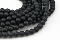 Natural Large Hole Matte Black Onyx Beads, Matte Onyx, High Quality in  Round Full Strand 8 inch strand-Hole Size 2.0mm AAA Quality  Smooth