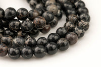 LARGE-HOLE beads!!! 8mm or 10mm Smooth -finished round. 2mm hole. 7-8" strands- Sea Sediment Jasper- Black Big Hole Beads