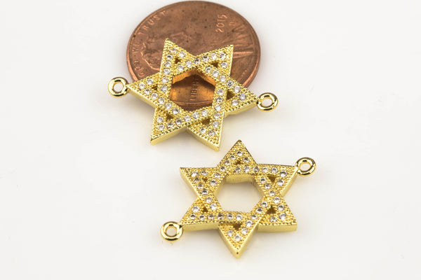 Star Of David Connector- Gold and Gunmetal- 16mm