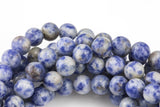 Natural Faceted Round Sodalite, High Quality in Round, 4mm, 6mm, 8mm, 10mm, 12mm- Full 15.5 Inch Strand AAA Quality Gemstone Beads