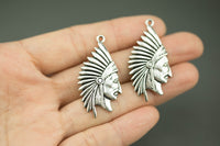 6 INDIAN HEAD Charms 35x30mm 566-35192