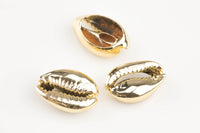 Wholesale Full Gold Natural Cowrie Shell Beads- 4 Pcs Per order