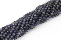 Natural A Quality Iolite Beads Full Strands-15.5 inches- Nice Size Hole- Diamond Cutting, High Facets-Nice and Sparkly-Faceted Round