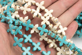 Cute small crosses magnesite turquoise 15mm 16"