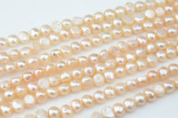 8mm - 9mm A Quality Flat Round Pink Freshwater Pearls