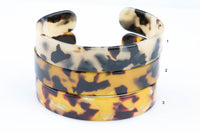 2pcs Tortoise Shell Wide Acetate Bangle Cuffs Bracelet- 14mm- Ready to Wear-2 Pieces per Order Tortoise Shell
