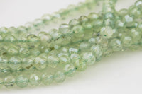 Natural Mystic Prehnite Beads Full Strands-15.5 inches-2mm-  Nice Size Hole- Diamond Cutting, High Facets-Nice and Sparkly-Faceted Round