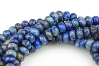 Natural Lapis Lazuli, Faceted Roundel.  6mm, 8mm and 10mm-Full Strand 15.5 inch Strand Gemstone Beads