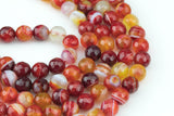 Natural Carnelian Banded Agate, High Quality in Faceted Round, 8mm Gemstone Beads