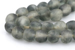 Recycled Glass Beads African Glass Beads - approx 14mm Gray Beads - African Sea Glass - Made in Ghana