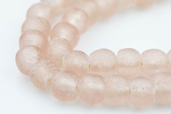 Recycled Glass Beads African Glass Beads - approx 14mm Pink Beads - African Sea Glass - Made in Ghana