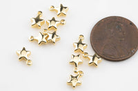 Gold Plated Star SOLID BRASS Bead- 10 pieces per Order- 5mm- Tiny Size
