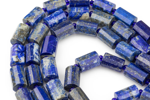 Natural Lapis - Faceted Barrel Beads- High Quality- 10x14mm- Full Strand 16" - 22 Pieces Gemstone Beads