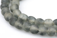 Recycled Glass Beads African Glass Beads - approx 14mm Gray Beads - African Sea Glass - Made in Ghana