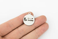 Stainless Steel Charms Be Mine - Laser Engraved Silver Tone - Bulk Pricing