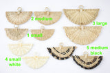 2pcs HANDWOVEN RATTAN Fan Tassels Wooden Straw Earring Pieces - Extra Thick Fringes High Quality - Woven by Hand Large Selection!