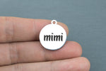 Stainless Steel Charms - mimi - Laser Engraved Silver Tone - Bulk Pricing