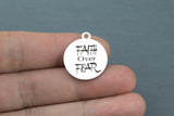 Stainless Steel Charms - Faith over fear - Laser Engraved Silver Tone - Bulk Pricing