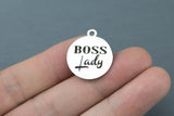 Stainless Steel Charms - Boss lady - Laser Engraved Silver Tone - Bulk Pricing