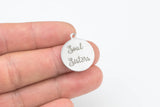 Stainless Steel Charms- Soul Sisters- Laser Engraved Silver Tone - Bulk Pricing
