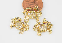 Crab CZ Charms Gold, Silver- 15x17mm