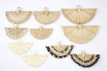 2pcs HANDWOVEN RATTAN Fan Tassels Wooden Straw Earring Pieces - Extra Thick Fringes High Quality - Woven by Hand Large Selection!